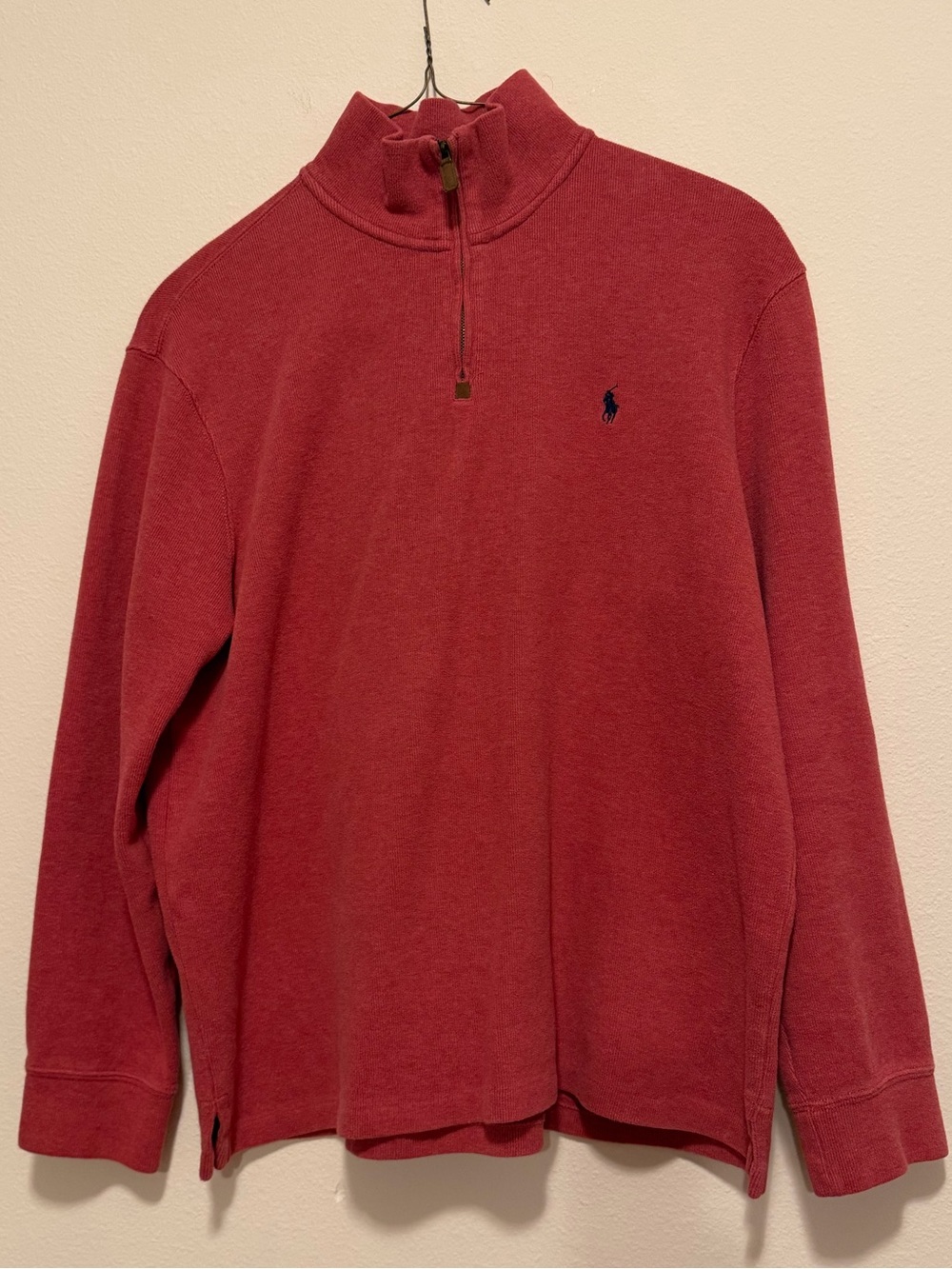 Ralph Lauren Men's Red Half-Zip Sweater with Pony Logo